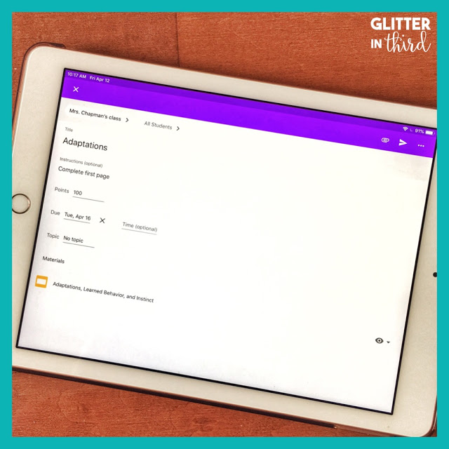 How to create assignments in Google Classroom using an Ipad