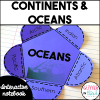 Continents & oceans interactive notebook activity