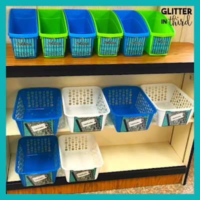 Picture of notebook bins for classroom storage ideas