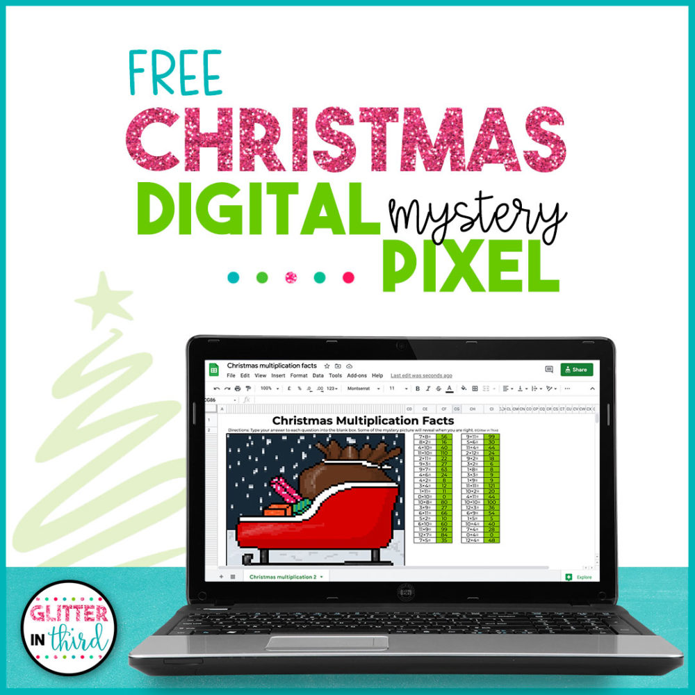 Christmas multiplication activity digital mystery pixel