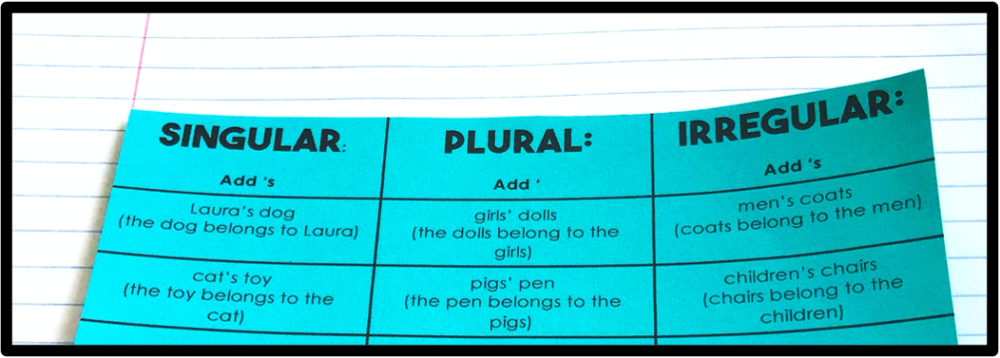 possessive noun anchor chart