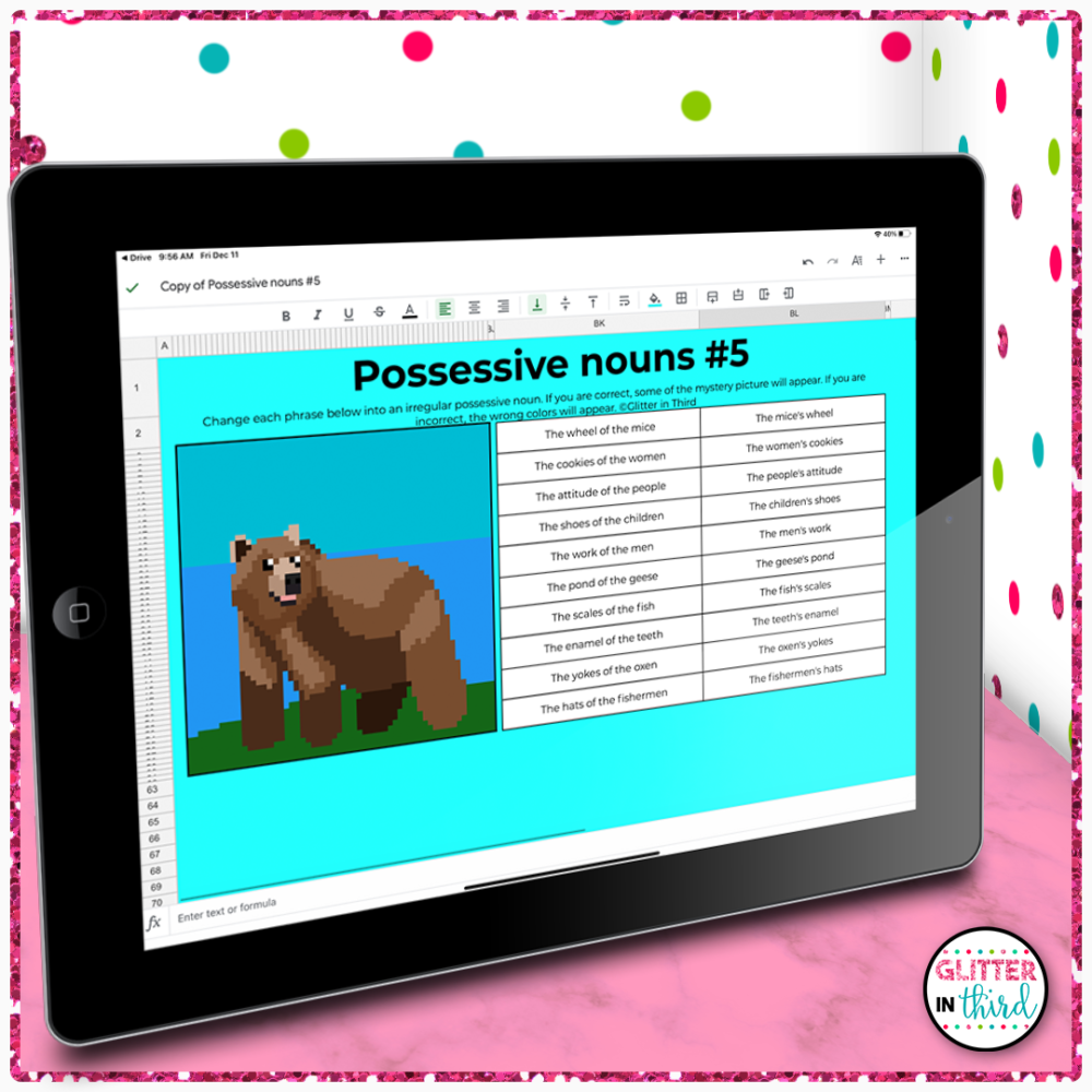 possessive nouns 3rd grade