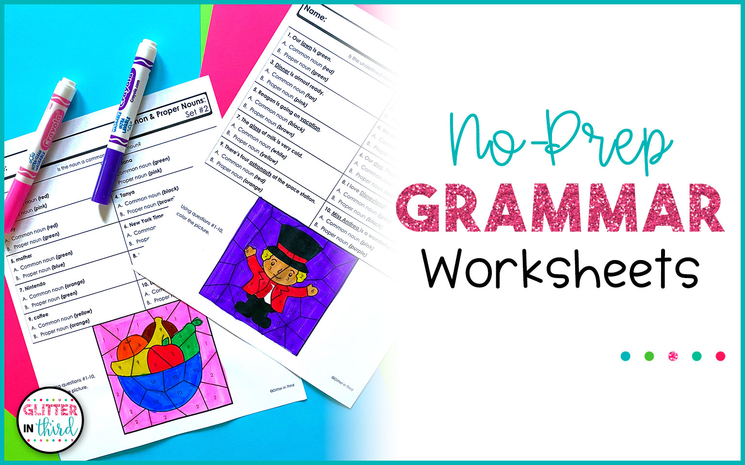 How to Use Fun Grammar Worksheets 3rd Grade - Glitter in Third