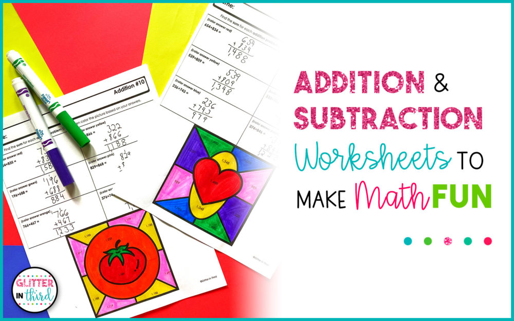 Addition and Subtraction Color by Number Worksheets