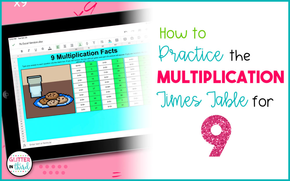 Multiplication Times Table for 9