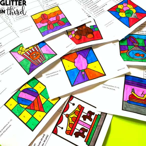math color by number worksheets