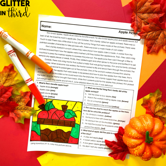 fall reading comprehension worksheets for 2nd grade