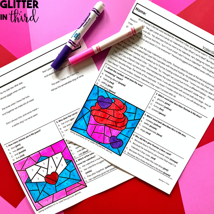 Valentine's Day Color By Number Worksheets