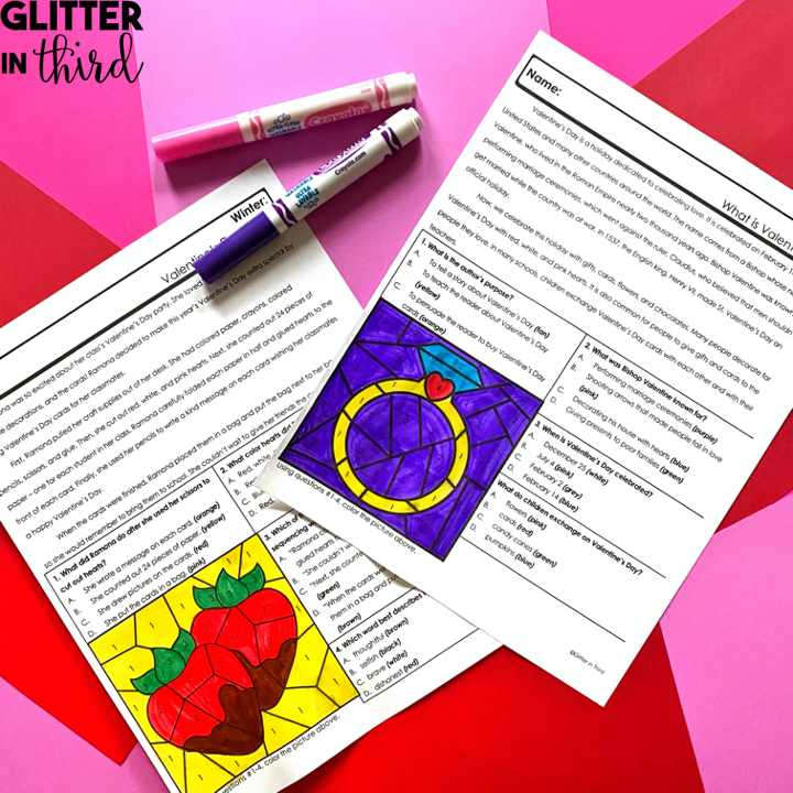 Valentine's Day Color By Number Worksheets