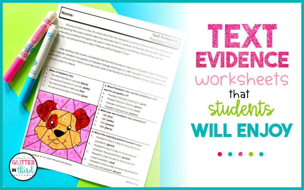 text evidence worksheets