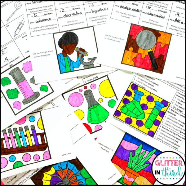 scientific method worksheets color by number