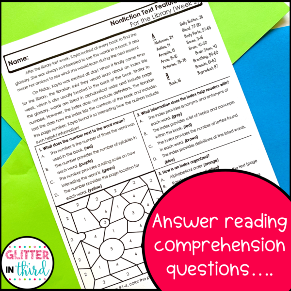 nonfiction text features worksheet