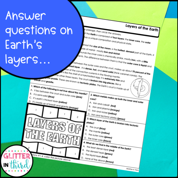 layers of the earth worksheets