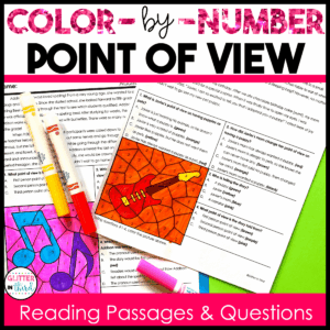 point of view color by number worksheet 3rd