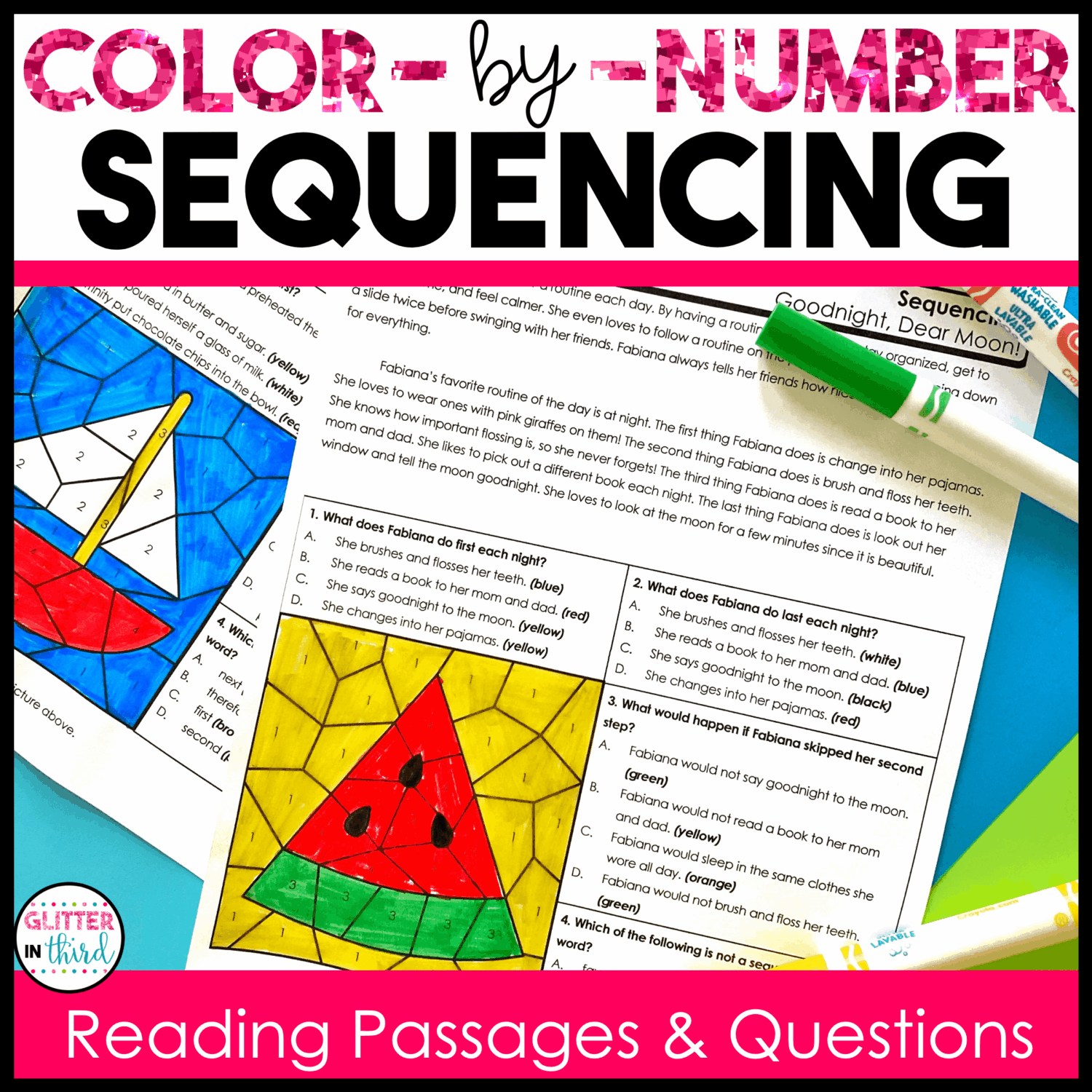 Sequencing Reading Comprehension Passages Color-By-Number Worksheets ...