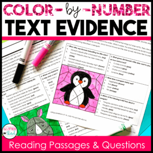 text evidence color by number worksheet 3rd