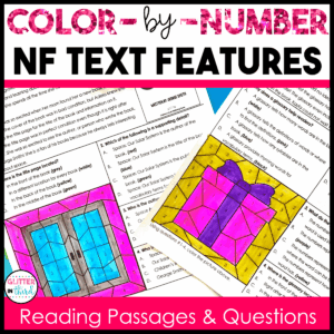 nonfiction text features color by number worksheet 3rd