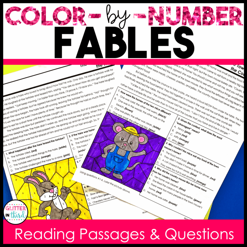 fables color by number worksheet 3rd