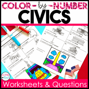 civics color by number worksheet 3rd