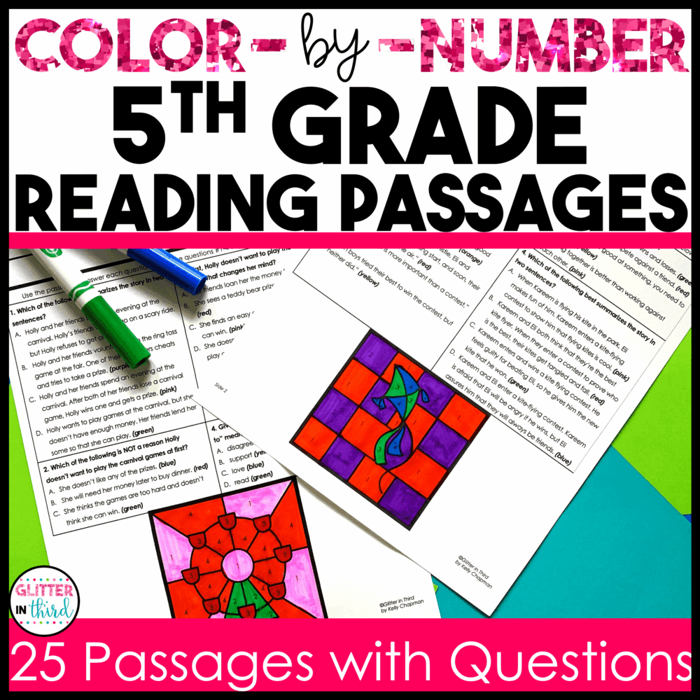 5th grade Reading Comprehension Passages Color By Number Worksheets ...