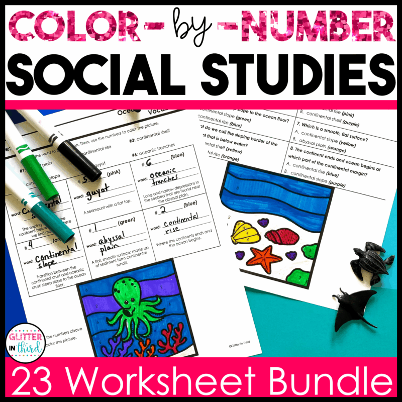 social studies color by number reading passages 3rd