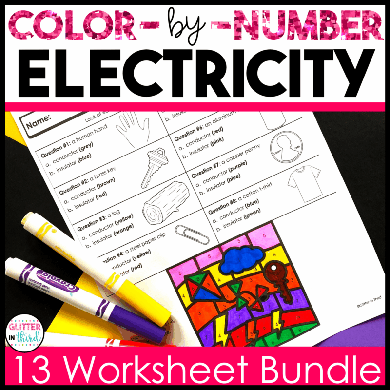 electricity sol color by number worksheets