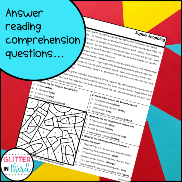 back to school reading comprehension worksheets