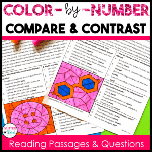 compare contrast color by number worksheet 3rd