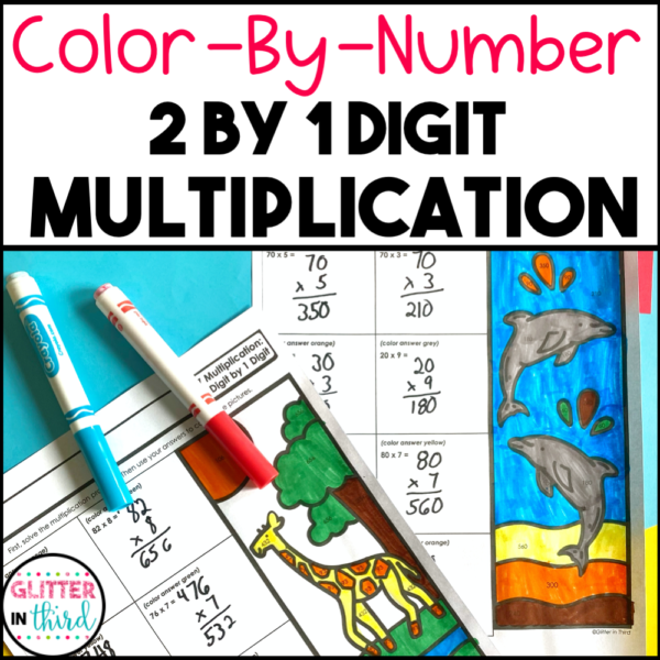 2 digit 1 digit multiplication color by number worksheets