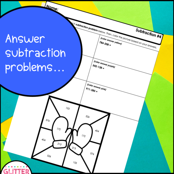 3rd grade subtraction color by number worksheets