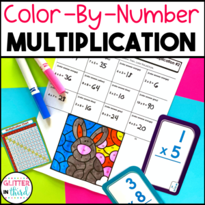 multiplication color by number worksheets