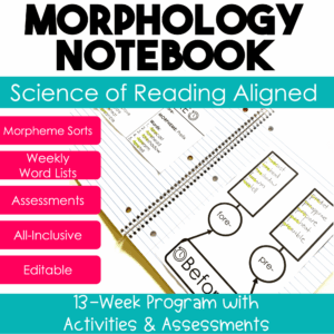 Science of Reading Morphology Notebook Root Words Prefixes & Suffixes Vocabulary