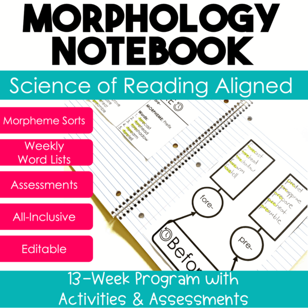 Science of Reading Morphology Notebook Root Words Prefixes & Suffixes Vocabulary