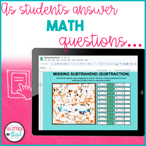 3rd Grade Back to School Math Pixel Art