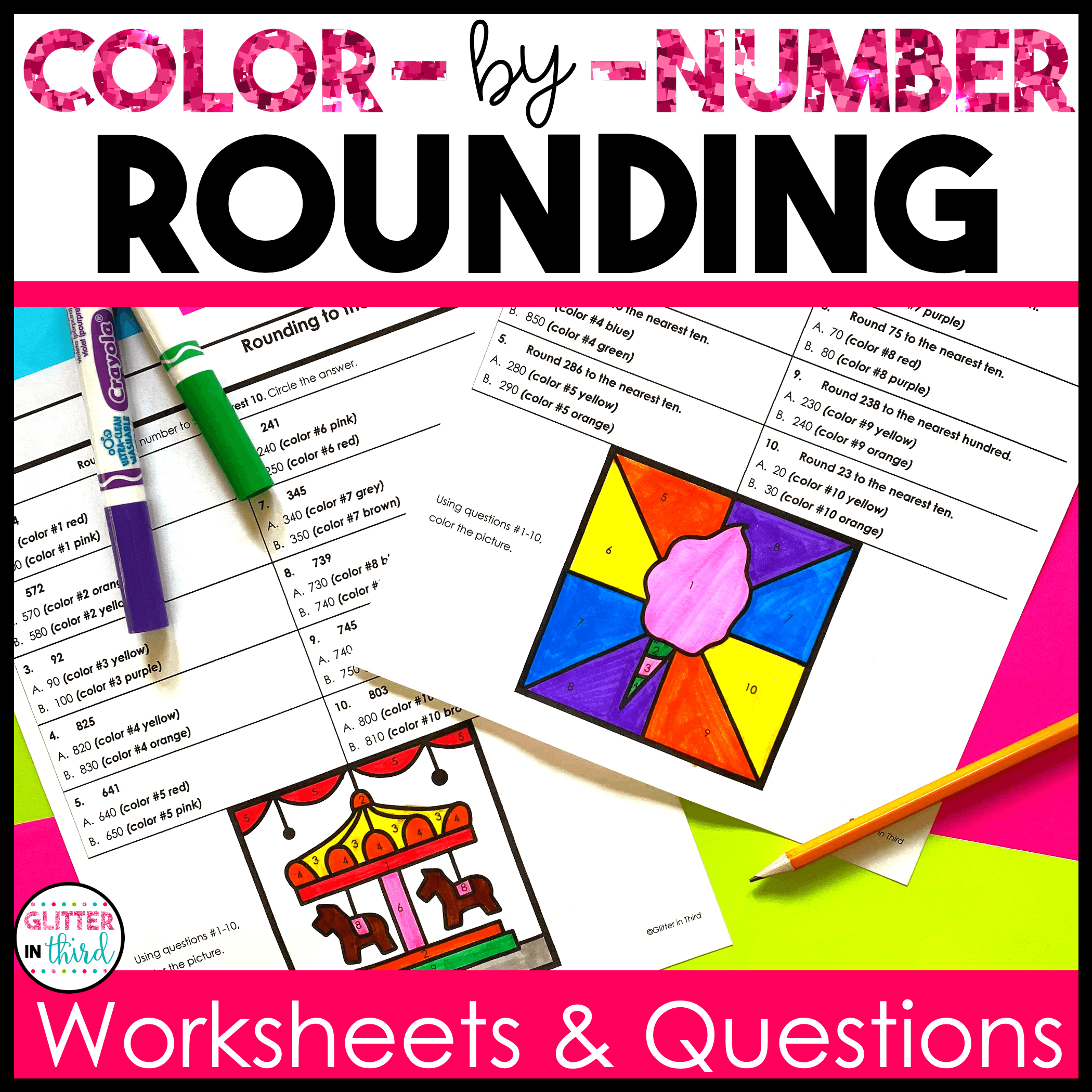 rounding color by number 3rd