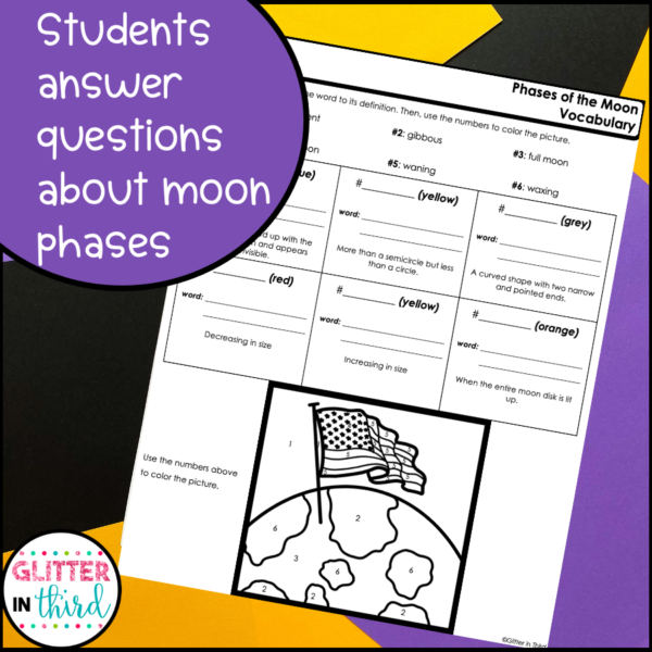 moon phases worksheets color by number