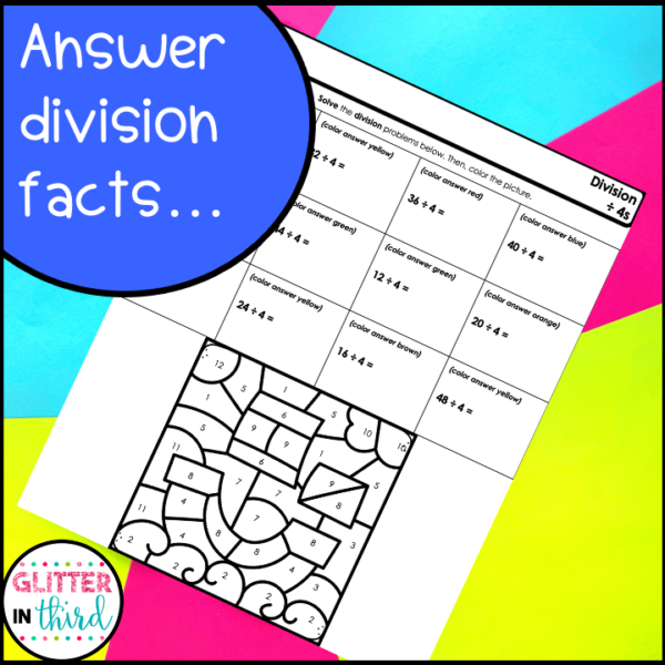 division color by number worksheets