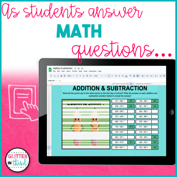 4th Grade Back to School Pixel Art Math Activities