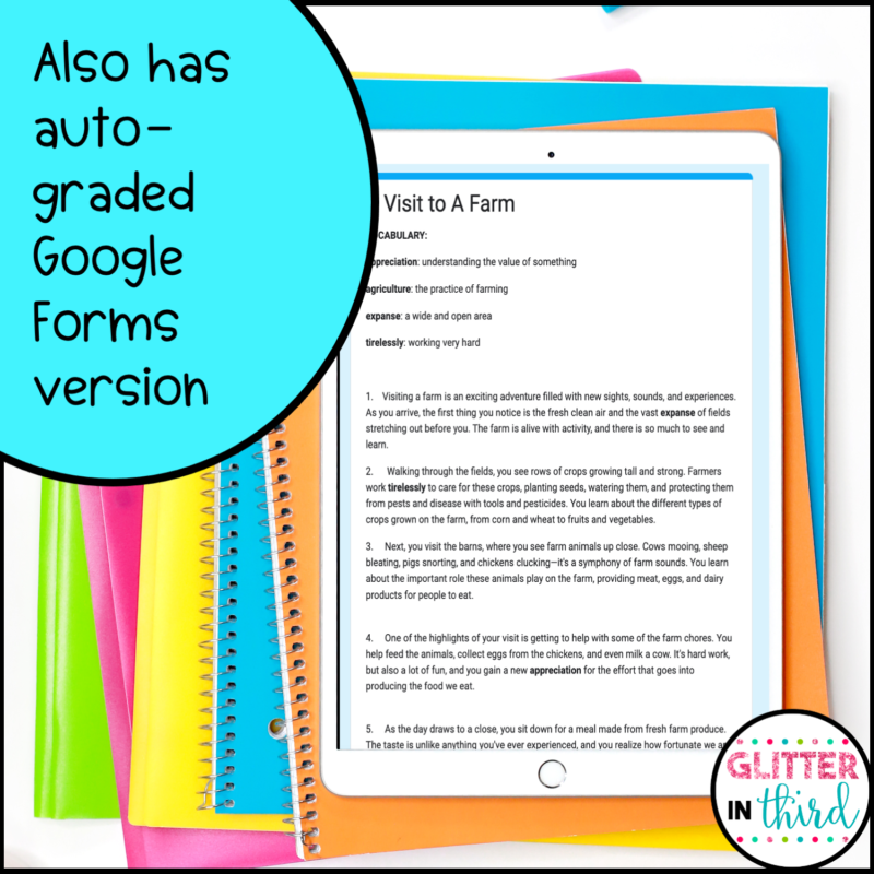 4th Grade Main Idea Passages Reading Comprehension Worksheets - Glitter ...