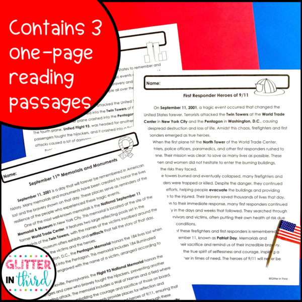 patriot day activities september 11 reading passages comprehension worksheets