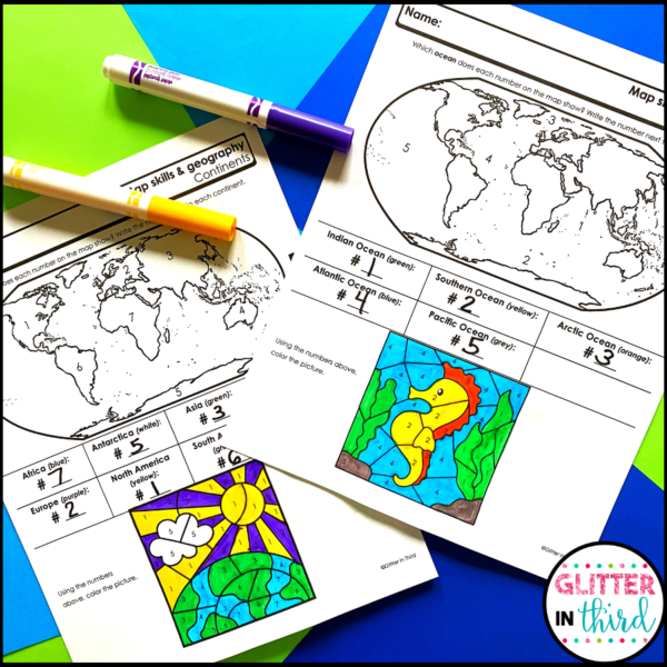 Map Skills Worksheets Color By Number