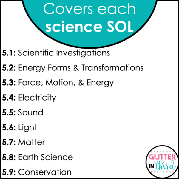 5th Grade SOL Science Word Search