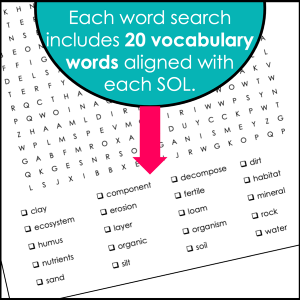 2nd Grade SOL Science Word Search