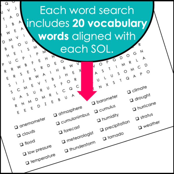 4th Grade SOL Science Word Search