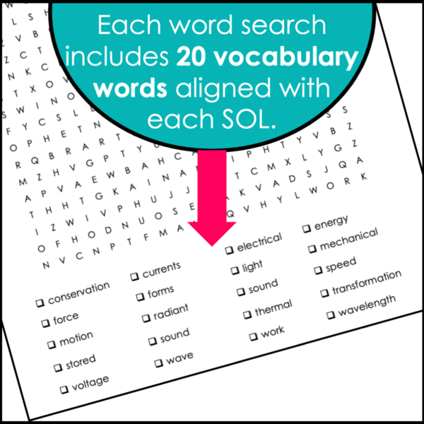 5th Grade SOL Science Word Search