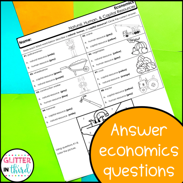 Economics Worksheets Color By Number Activities 3rd grade