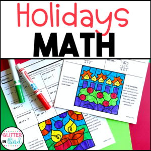 Holidays Around the World Math Worksheets No Prep Color-By-Number