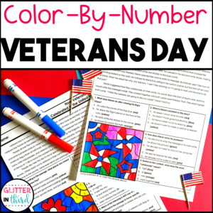 Veterans Day Reading Comprehension Passages Color-By-Number Worksheets