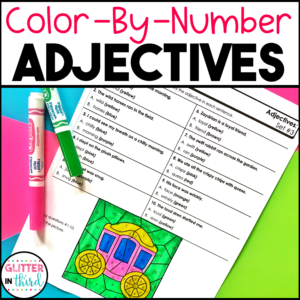 Adjectives Worksheets Color-By-Number Grammar