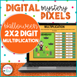 Halloween Double Digit Multiplication Pixel Art Activities